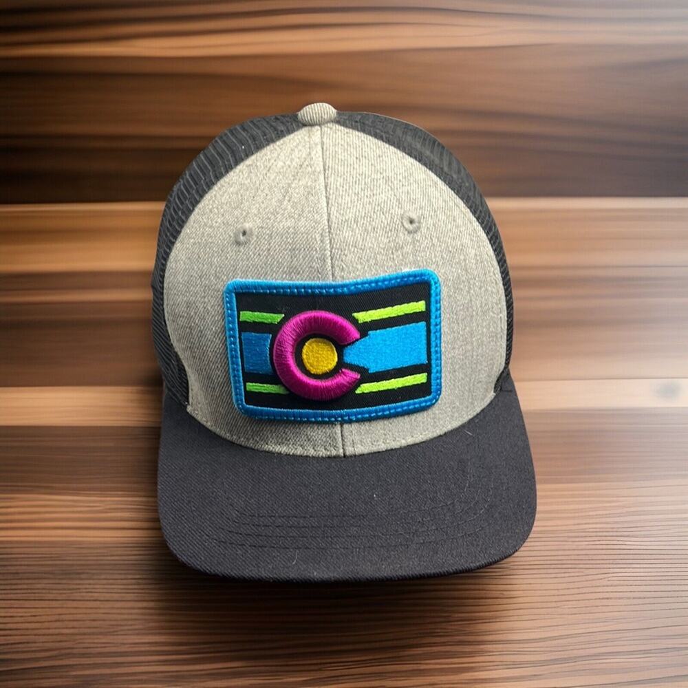 Colorado Hat Cap Snap Back Adult One Size Gray Cotton Blend Flag Trucker Twill